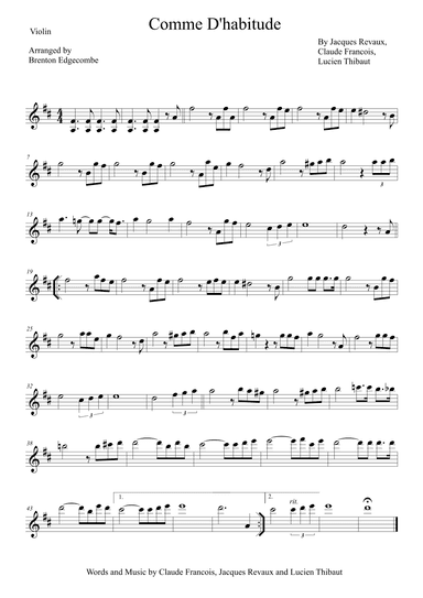 Comme D'habitude (arr. Brenton Edgecombe)
