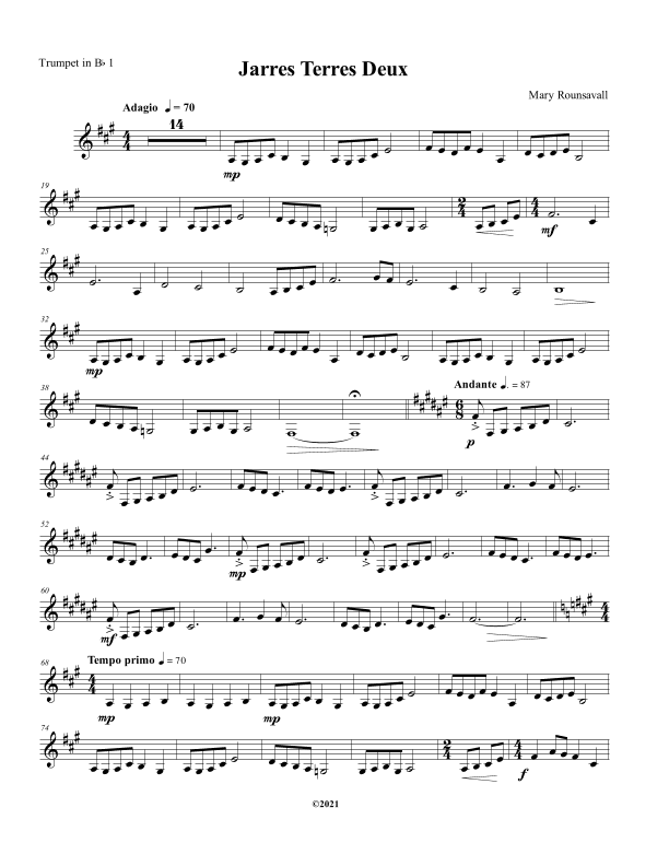 Jarres Terres Deux: Bb TRUMPET 1 PART