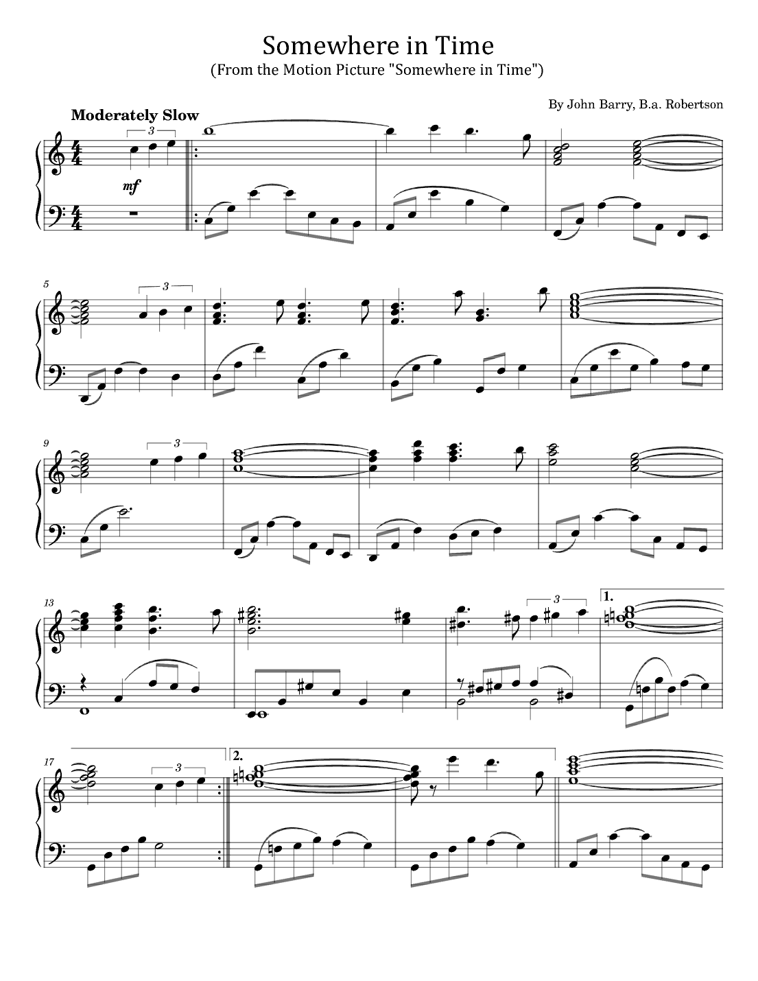 Somewhere In Time (arr. poon)