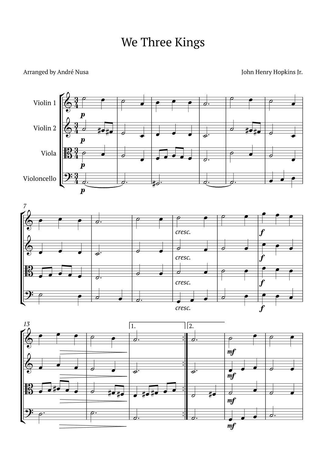 We Three Kings (arr. André Nusa)