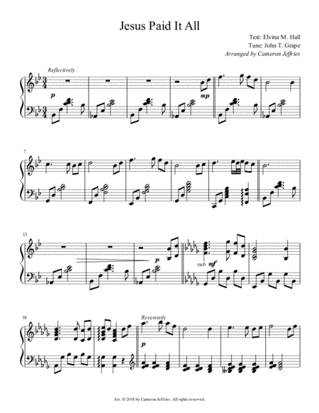 Jesus Paid It All (arr. Cameron Jeffries)