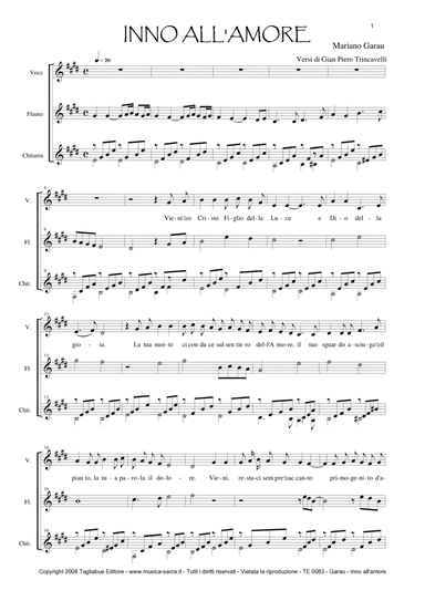 INNO ALL'AMORE - Mariano Garau - For Voice, Flute and Guitar
