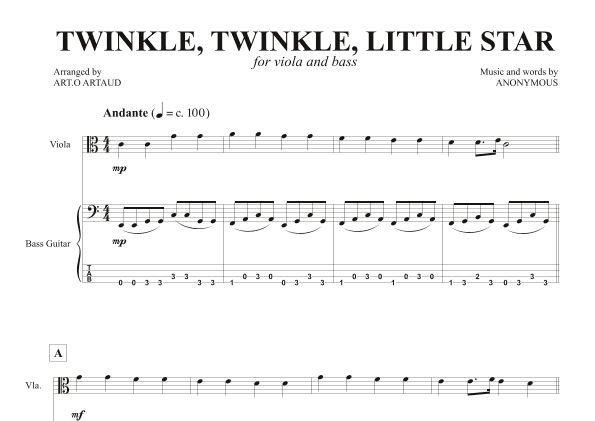 Twinkle Twinkle Little Star (arr. Art.o Artaud)