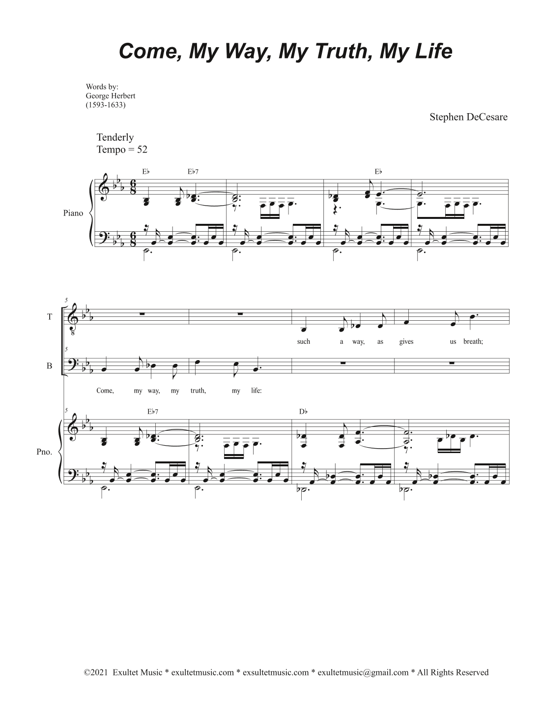 Come, My Way, My Truth, My Life (The Call) (Duet for Tenor and Bass solo)