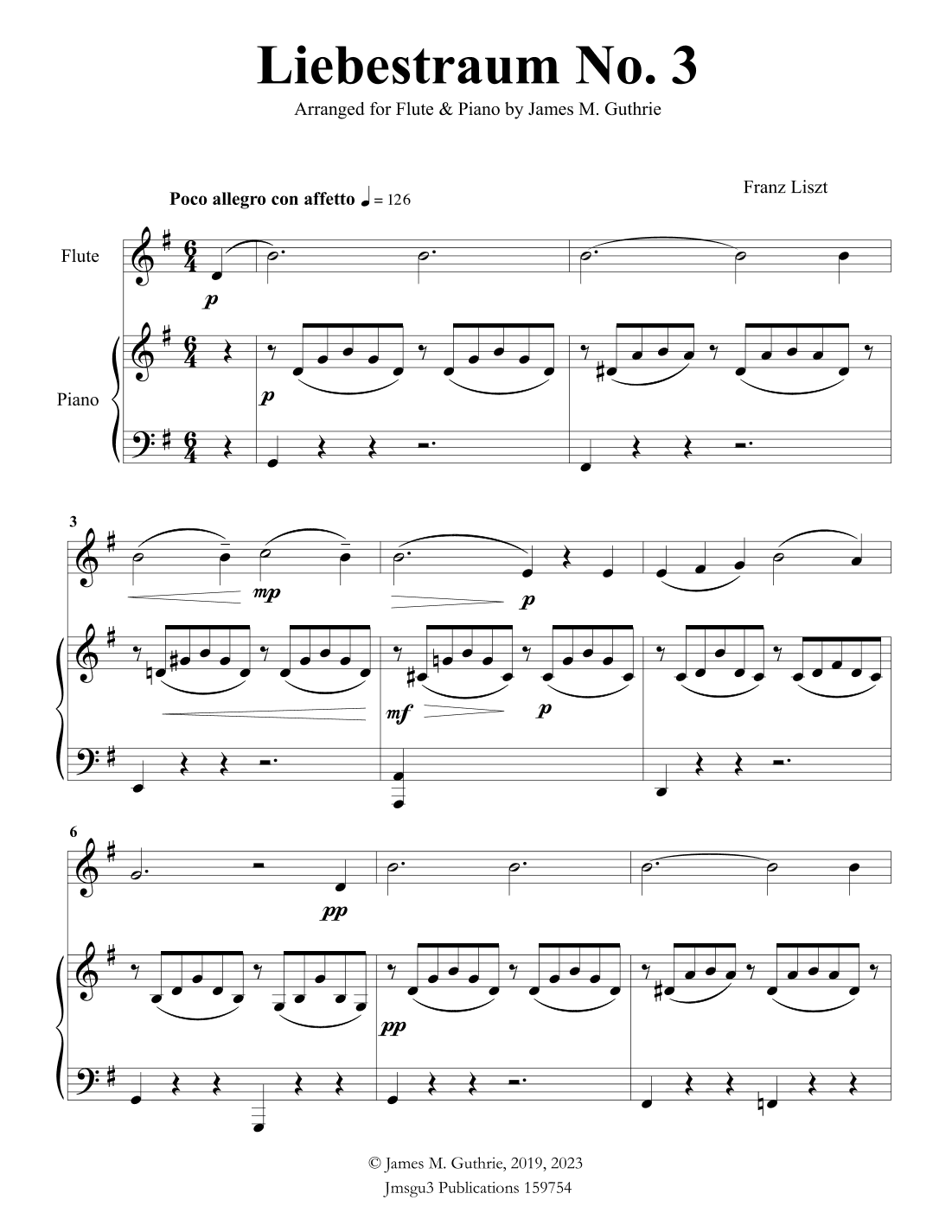 Liszt: Liebestraume for Flute & Piano (arr. James M. Guthrie)