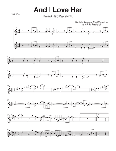 And I Love Her (arr. P. R. Frederick)