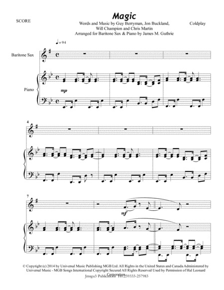 Magic (arr. James M. Guthrie, ASCAP)