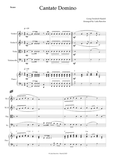 Cantate Domino - Handel (Strings Quartet) Piano and chords (arr. Cadu Barcelos)