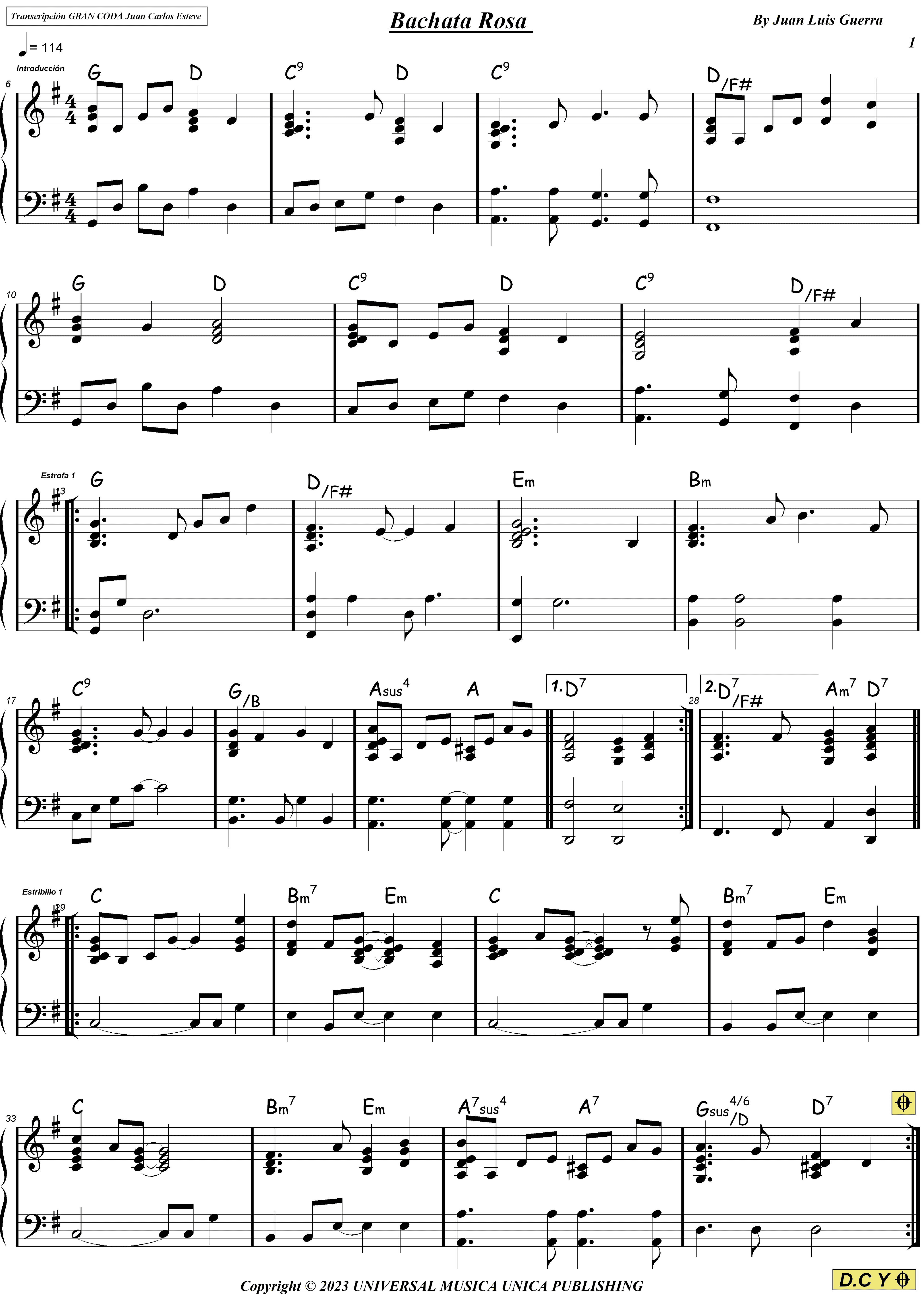 Bachata Rosa (arr. juan carlos esteve de la concepción)
