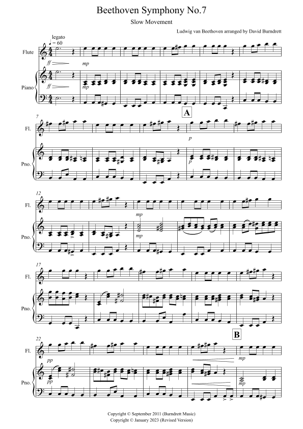 Beethoven Symphony No.7 (slow movement) for Flute and Piano (arr. David Burndrett)