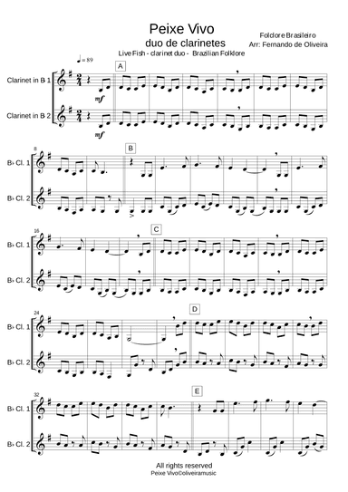 Live fish - clarinet duo (arr. Fernando de Oliveira)