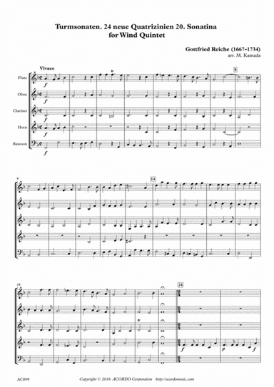 Turmsonaten. 24 neue Quatrizinien 20. Sonatina for Wind Quintet (arr. Mikio Kamada)