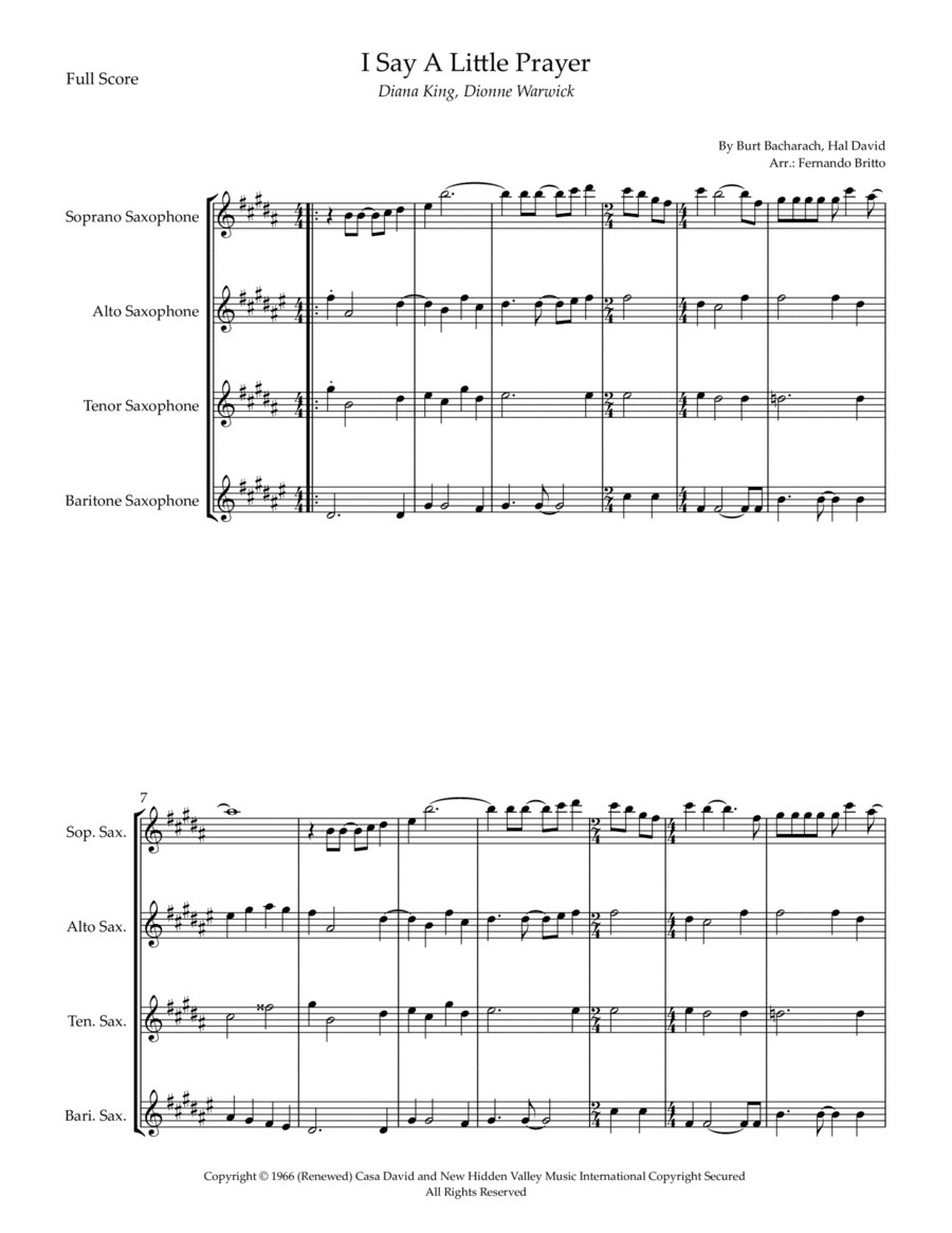 I Say A Little Prayer (arr. Fernando Britto)