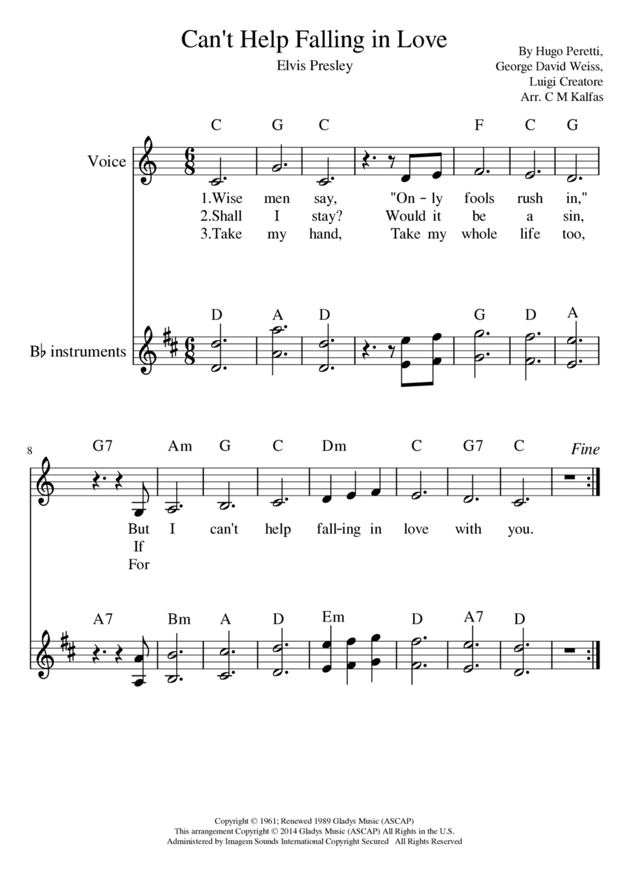 Can't Help Falling In Love (arr. Christy Kalfas)