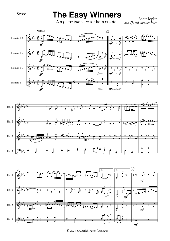 The Easy Winners (arr. Sjoerd van der Veen)