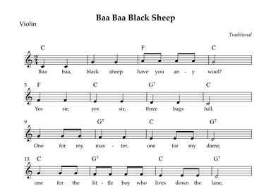 Baa Baa Black Sheep (Easy) (arr. Wesley S. SIlva)