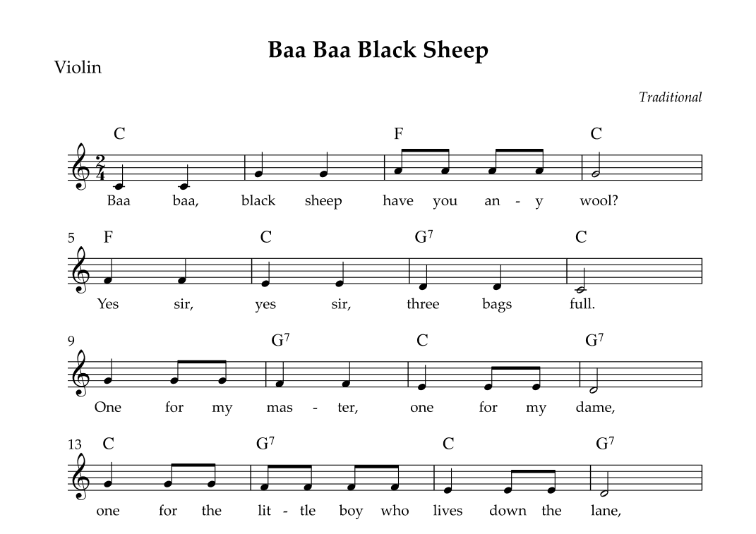 Baa Baa Black Sheep (Easy) (arr. Wesley S. SIlva)