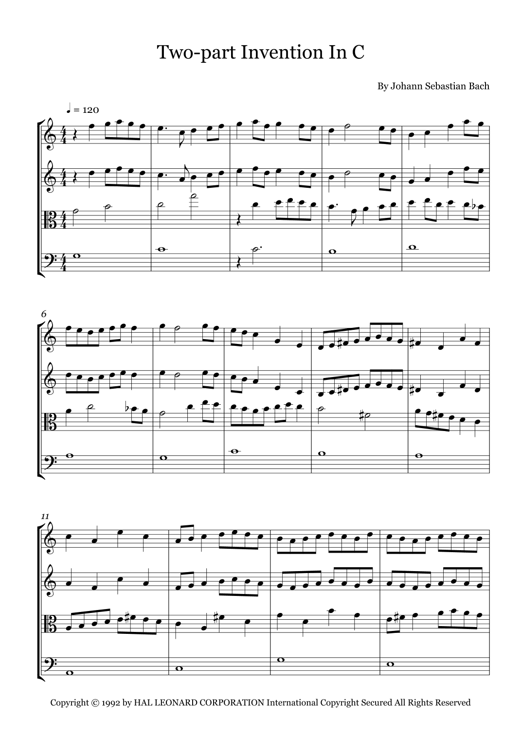Two-part Invention In C (arr. Fernanda Moura)
