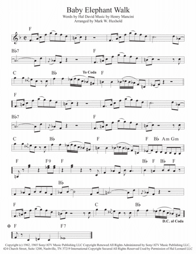 Baby Elephant Walk from the Paramount Picture HATARI! (arr. Mark W. Huxhold)