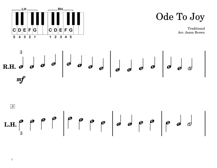 Ode To Joy (Primer Level, Pre-Reading, Full Song) (arr. Jason Brown)
