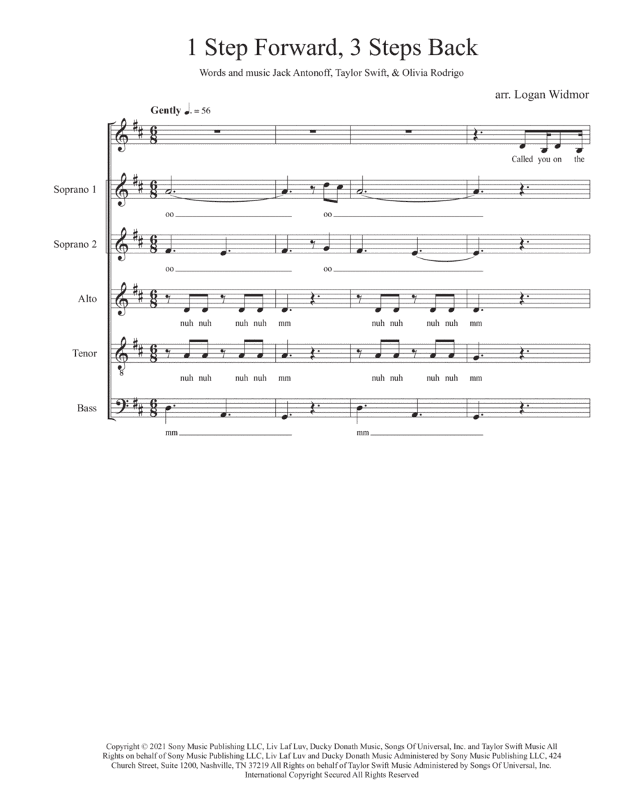 1 Step Forward, 3 Steps Back (arr. Logan Widmor)