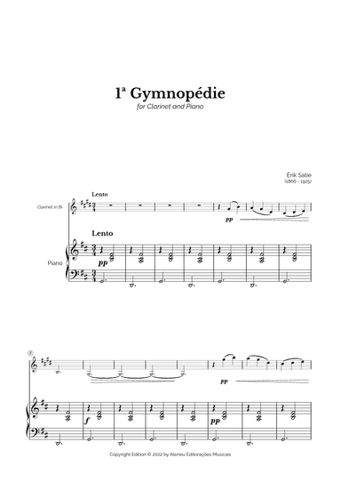 Gymnopédie No.1 for Clarinet and Piano (arr. Marcos Soares)