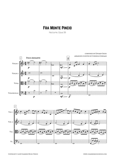 Fra Monte Pincio, Nocturne for string quartet (arr. Cornelis Jordaan)