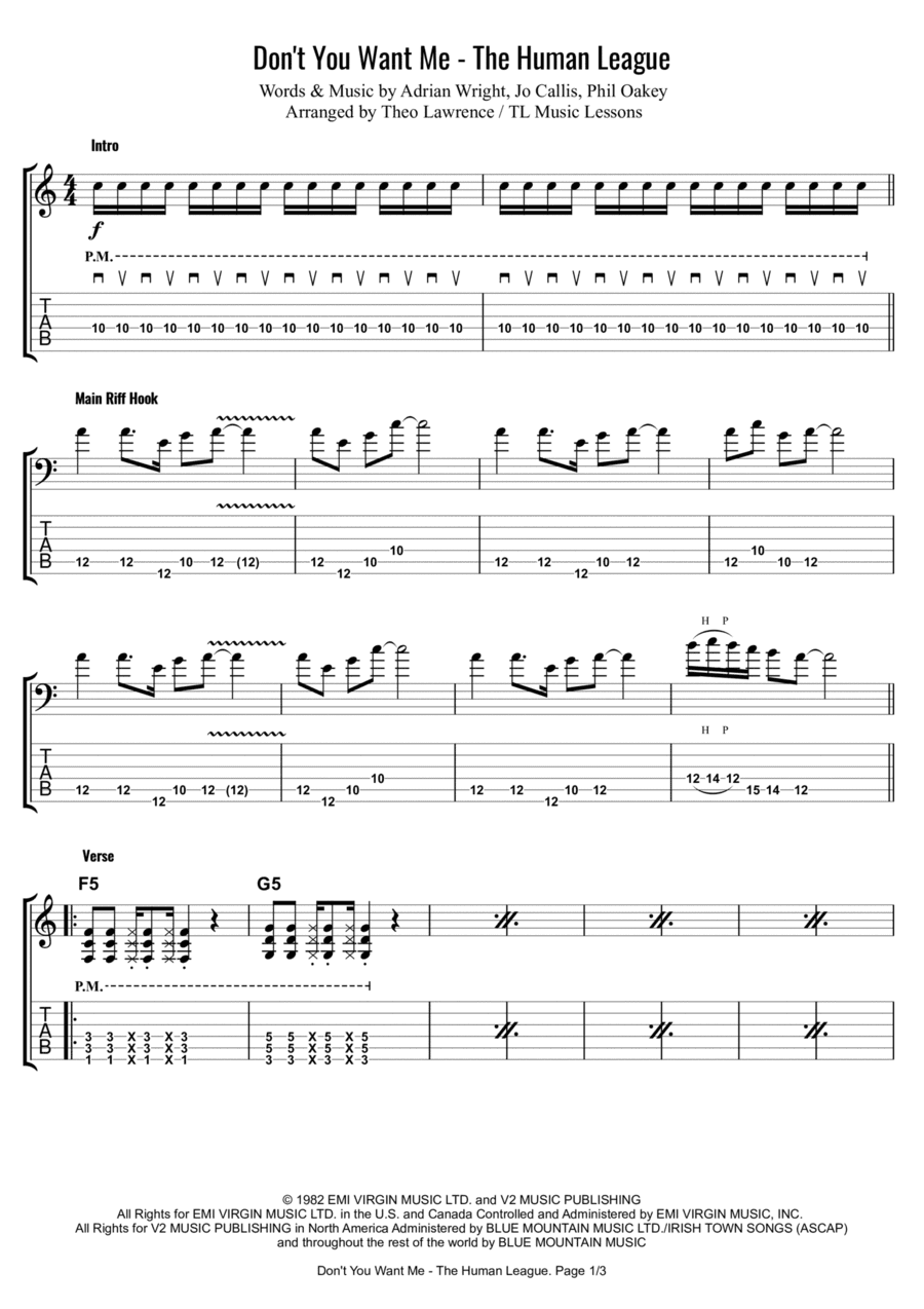 Don't You Want Me (arr. Theo Lawrence / TL Music Lessons)