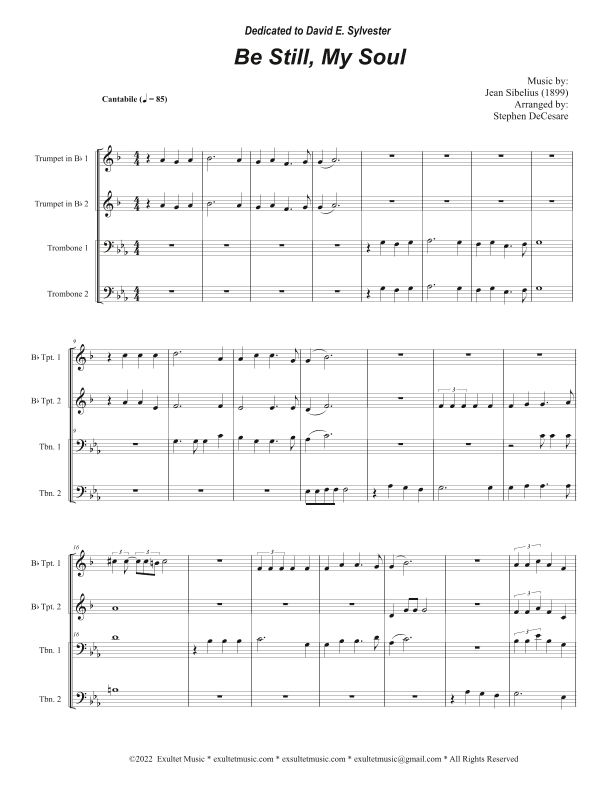 Be Still, My Soul (Brass Quartet and Piano - Alternate Version) (arr. Stephen DeCesare)