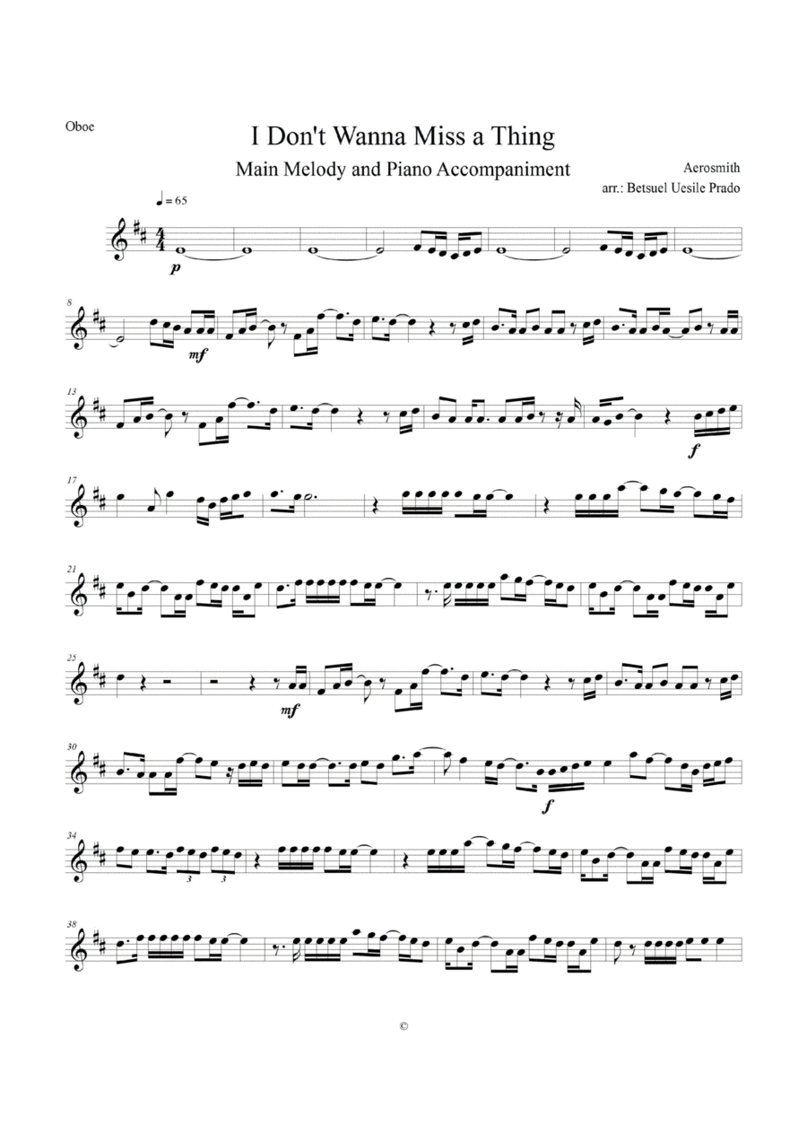 I Don't Want To Miss A Thing (arr. Betsuel Uesile Prado)