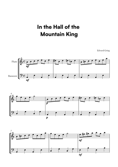In the Hall of the Mountain King (for Flute and Bassoon) (arr. Cadenza Editions)