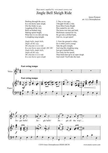 Jingle Bell Sleigh Ride - Voice and Piano (arr. Anne L Christopherson GRSM ARCM)