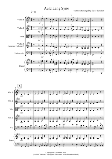 Auld Lang Syne for String Quartet (arr. David Burndrett)