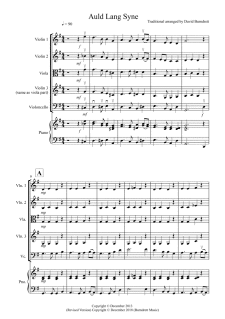 Auld Lang Syne for String Quartet (arr. David Burndrett)