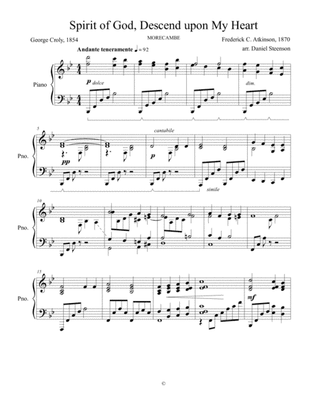 Spirit of God, Descend upon My Heart (arr. Daniel Steenson)