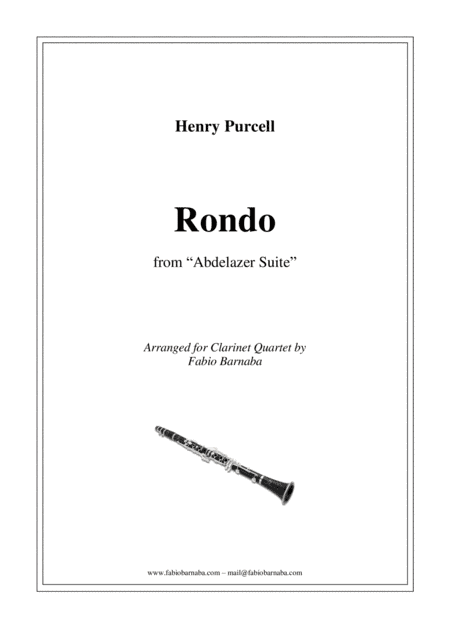 Rondo from Purcell's "Abdelazer Suite" - for Clarinet Quartet or Clarinet Choir (arr. Fabio Barnaba)