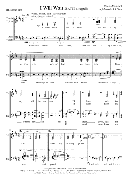 I Will Wait (arr. Mister Tim)
