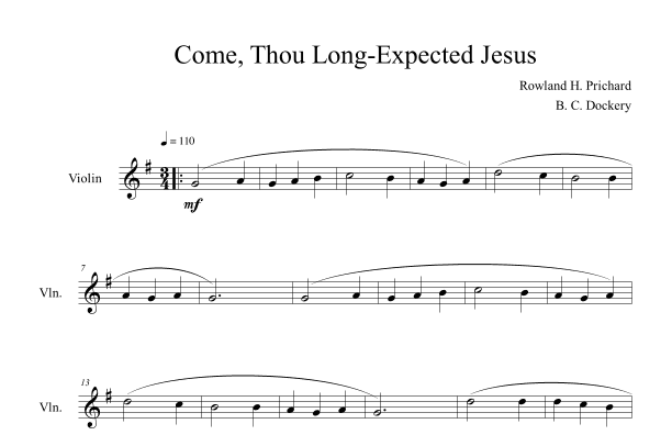 Come, Thou Long-Expected Jesus (Violin Solo) (arr. B. C. Dockery)