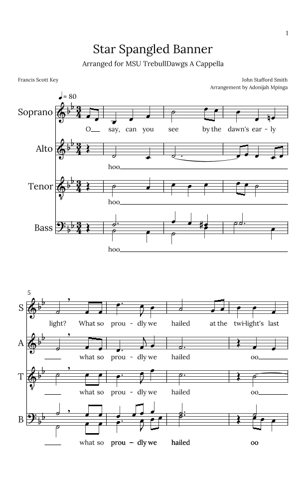 Star Spangled Banner (arr. Adonijah Mpinga)