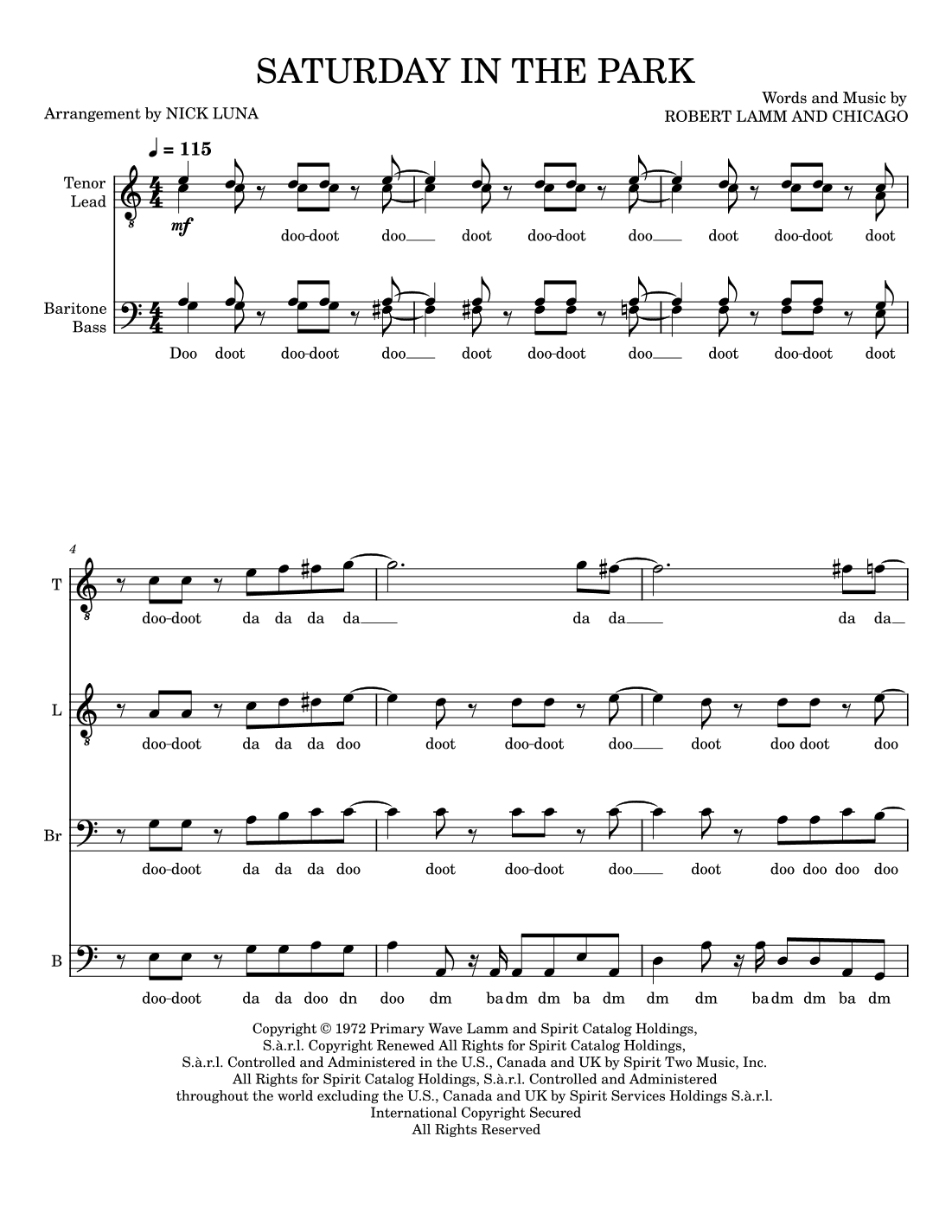 Saturday In The Park (arr. Nick Luna)