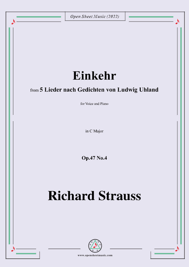 Richard Strauss-Einkehr,in C Major,Op.47 No.4 (arr. OSM Press)