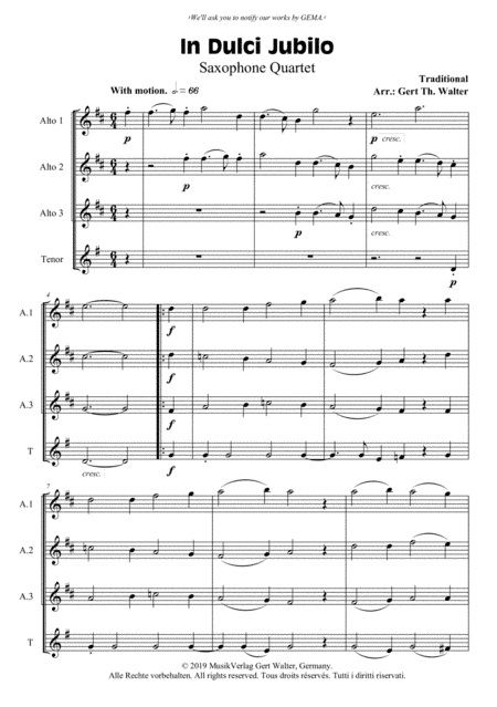 In Dulci Jubilo (arr. Gert Th. Walter)