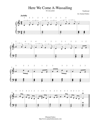 Here We Come A-Wassailing - for easy piano (arr. Samuel Stokes)