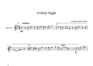 O Holy Night - Adolphe-Charles Adam (Alto Sax) (arr. Digital Book Music)