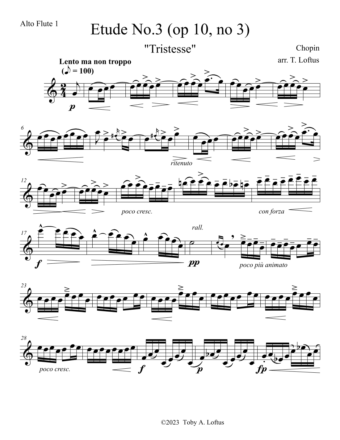 Etude No. 3 (op. 10, no. 3) (arr. Toby A. Loftus)