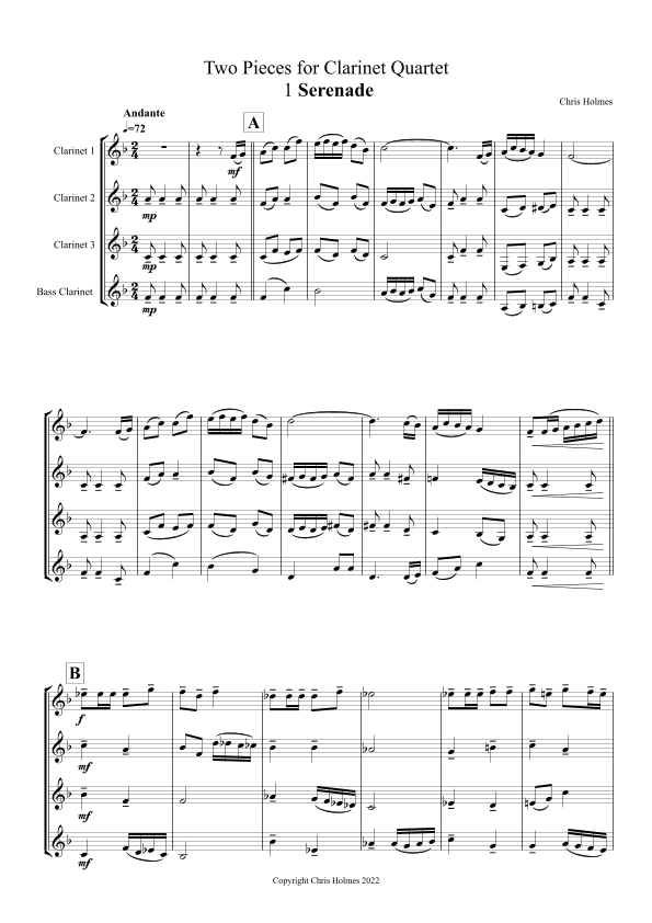 Two Pieces for Clarinet Quartet