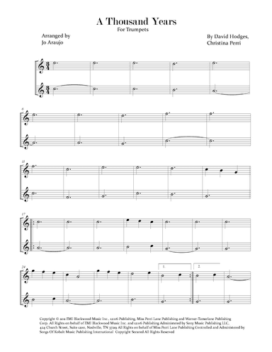 A Thousand Years (arr. Jo Araujo)