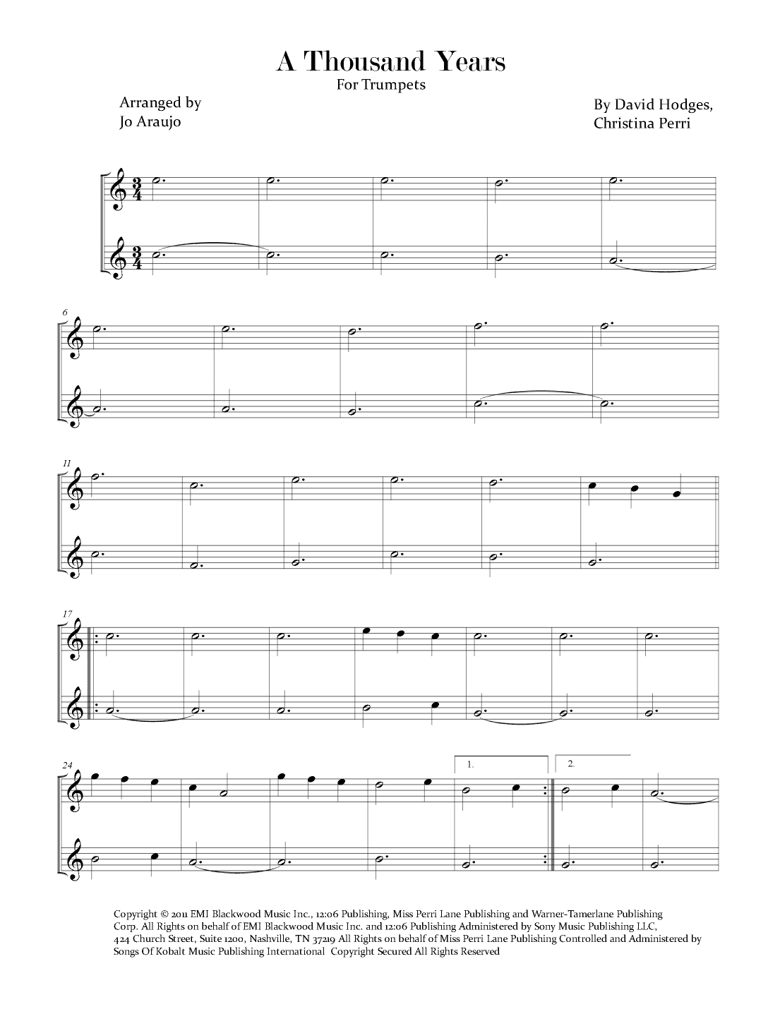 A Thousand Years (arr. Jo Araujo)