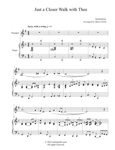 Just a Closer Walk with Thee (Trumpet-Piano) (arr. Marty Parks)
