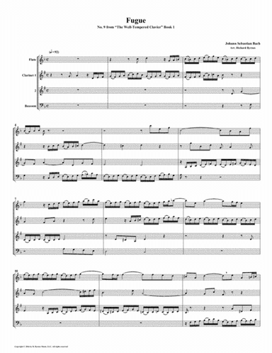 Fugue 09 from Well-Tempered Clavier, Book 1 (Woodwind Quartet) (arr. Richard Byrnes)